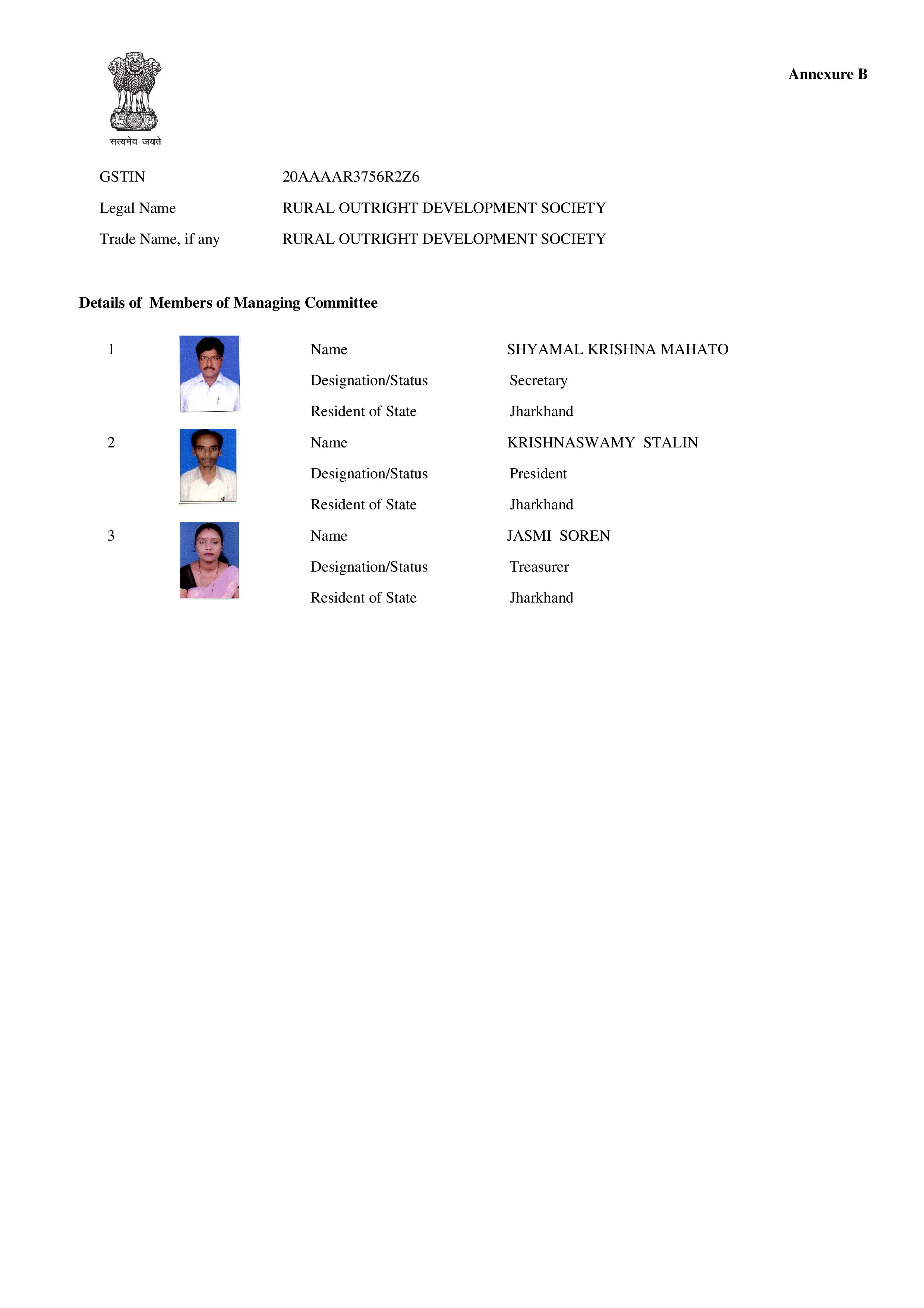 RODS GST Original Certificate